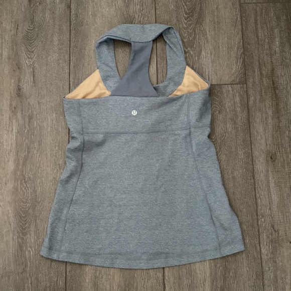 LULULEMON GRAY WORKOUT TOP BUILT IN BRA - Picture 2 of 3